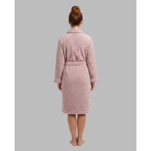 Egatex kamerjas Dames: Roze met bolletjes, Riem, fleece ( EGA.540 )