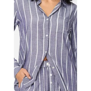 Lingadore Stripes pyjama in denim blauw