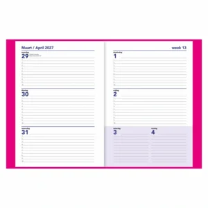 Week agenda - 2027 - 17 maanden - 14,8x21cm - Magenta