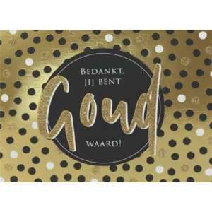 Kaart - Bedankt, jij bent goud waard - Glitter & Glamour - LLE.3032