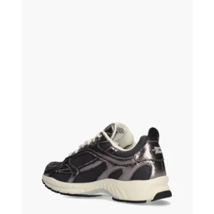 Mercer Amsterdam The Re-Run Cracked Donkergrijs Damessneakers