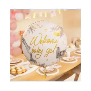 Folieballon - Welcome baby girl - Safari - 45cm - Zonder vulling