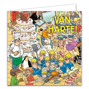 Kaartenmapje - 10st. - 4 designs - Jan van Haasteren - Tijd voor cadeautjes - 12x12cm