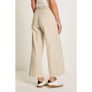 Para Mi Linnen Broek: Cloë Belt, Striped linnen, Sand kleur / Navy ( PARA.417 )