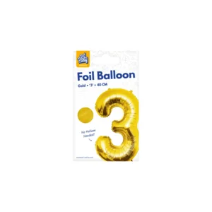 Folieballon - 3 jaar - Goud - 40cm - Niet geschikt voor helium