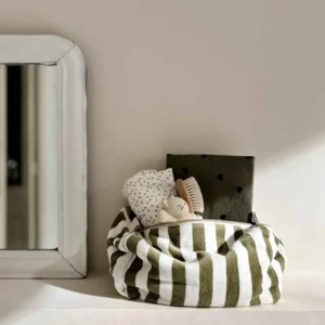Rose in April Toilettas Badstof Kaki Olive Wit Strepen