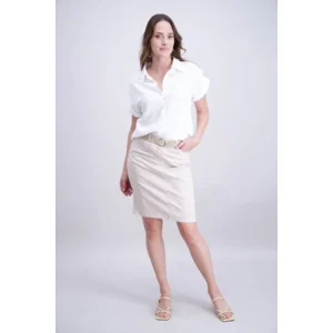Signe Nature Rok: Beige gestreept, knie lengte ( Signe.1386 )
