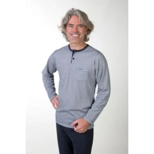 Perlina Pyjama Heren: Gary, Blauw, Interlock Brushed ( LINA.167 )