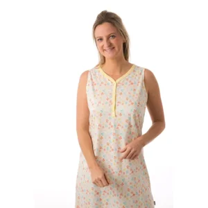 Perlina Nachthemd zonder mouwen: Asya, Blauw of Geel, 105cm, tot 5xl ( LINA.124 / LINA.125  )