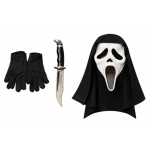 Masker - Ghost face - Met capuchon, handschoenen & dolk - Licentie
