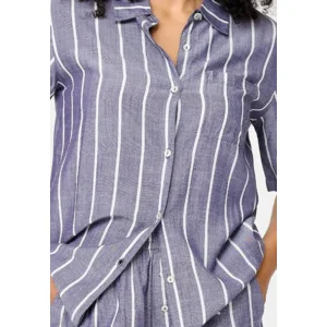 Lingadore Stripes shortama in denim blauw