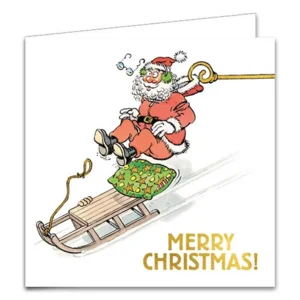 Kaarten - Kerst - Jan van Haasteren - Fiets & kerstman van slee - 10st.