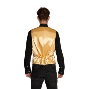 Gilet & vlinderstrik - Disco - Goud - Glanzend - XXL
