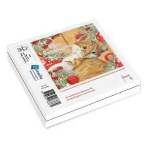 Kaarten - Kerst - Franciens katten - Moeder met 4 kittens & Binkie - 10st.