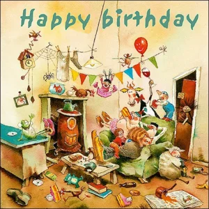 Kaartenmapje - 2 x 4 designs - Marius van Dokkum - Happy Birthday - 12x12cm