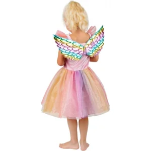 Kostuum - Fee - Jurk - Regenboog - Met vleugels - 2dlg. - mt.116