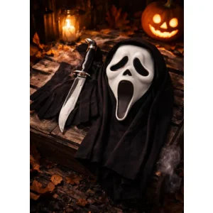 Masker - Ghost face - Met capuchon, handschoenen & dolk - Licentie
