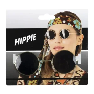 Bril - Hippie - Goud - Donker glas