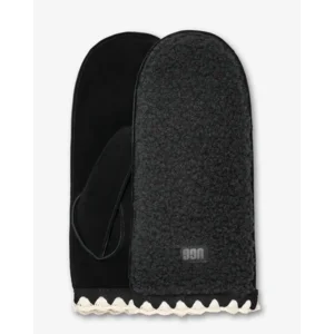 UGGfluff Scalloped Mitten Black Dameswanten