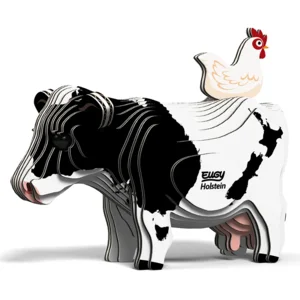 Bouwpakket - Eugy 3D - Boerderijdier - Holstein Friese koe met kip - 23st. - 8,5x5x6,8cm - Karton - 6+