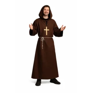 Kostuum - Monnik - Met capuchon, kruis & koord - Bruin - XL/XXL