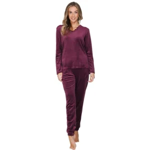 Pastunette Dames Pyjama: Dark Red, Velours ( 100028 )