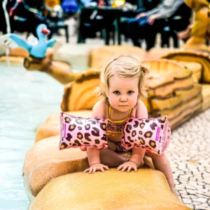 Rosé gouden panterprint zwembandjes baby