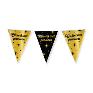 Vlaggenlijn - Pensioen - Goud, zwart - 10m
