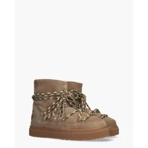Inuikii Suede Double Tie Taupe Dames Veterboots