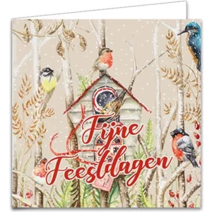 Kaarten - Kerst - Janneke Brinkman - Rode kardinaal & vogelhuis - 10st.