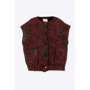 Signe Nature Gilet zonder mouwen: Bordeau, bouclé / Jacquard weving ( Signe.1420 )