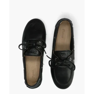 Posa Boat Loafer - Soft Leather Zwart Dames Veterschoenen