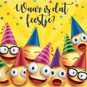 Uitnodigingskaarten - Smileys met feesthoedjes - 6st. - VBE.2018