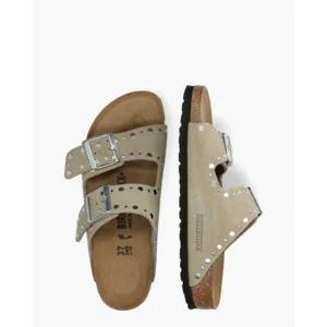 Birkenstock Arizona Rivet Border Taupe Damesslippers