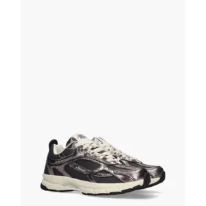 Mercer Amsterdam The Re-Run Cracked Donkergrijs Damessneakers