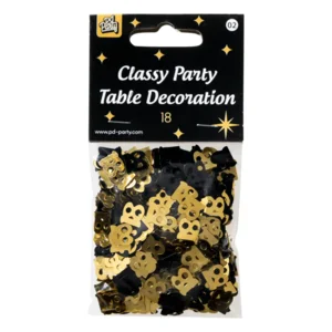 Tafeldecoratie - 18 jaar - Confetti - Goud / zwart