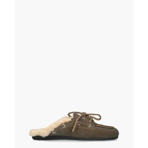 Posa Boat Loafer Mule Fur - Brushed Grijs Damesslippers