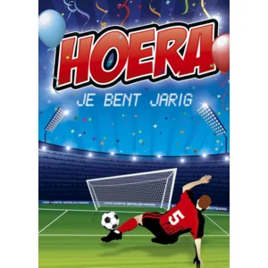 Kaart - Hoera je bent jarig, voetbal - Muziek & draaiende bal - ME - LGE.2866 - 16x22cm