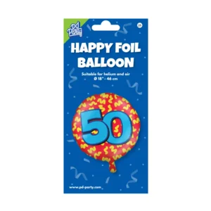 Folieballon - 50 jaar - Rood/blauw - 46cm