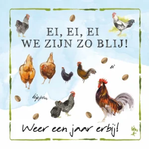 Kaartenmapje - 10st. - 4 designs -  - Rien Poortvliet - Lang leve de boerderij - Feestvarken - 12x12cm