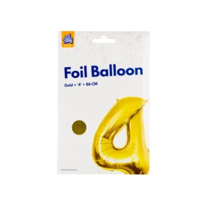 Folieballon - 4 jaar - Goud - 86cm - Zonder vulling