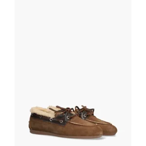 Posa Boat Loafer Brushed Fur Bruin Dames Veterschoenen