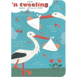 Kaart - Hoera 'n tweeling, dubbel gefeliciteerd - ME - GBE.0066