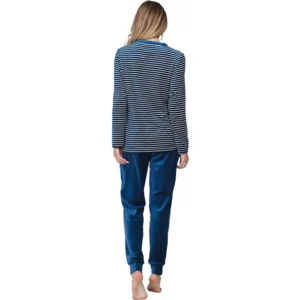 Pastunette Pyjama Dames: Blauw, Gestreept, velours ( 100020 )