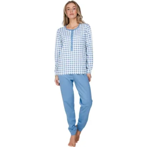 Pastunette Dames Pyjama: Blauw, gemoltoneerd ( PAS.195 )