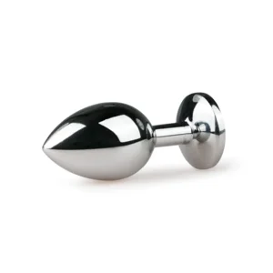 EasyToys Metalen Buttplug Zilver Met Roze Kristal 8 cm