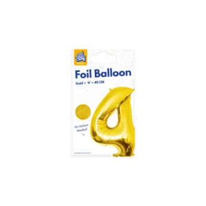 Folieballon - 4 jaar - Goud - 40cm - Niet geschikt voor helium