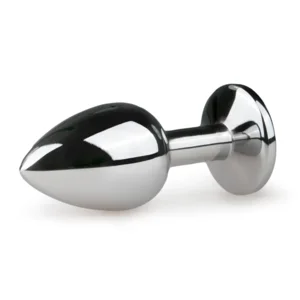 EasyToys Metalen Buttplug Zilver Met Roze Kristal 7 cm