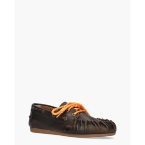 Posa Boat Loafer Wrinkle Donkerbruin Dames Veterschoenen