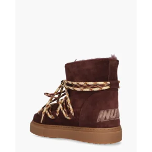 Inuikii Suede Double Tie Aubergine Dames Veterboots